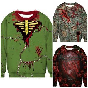 Wholesale Lot 7 of Halloween 3D Print Sweatshirts Funny Party Various Sizes